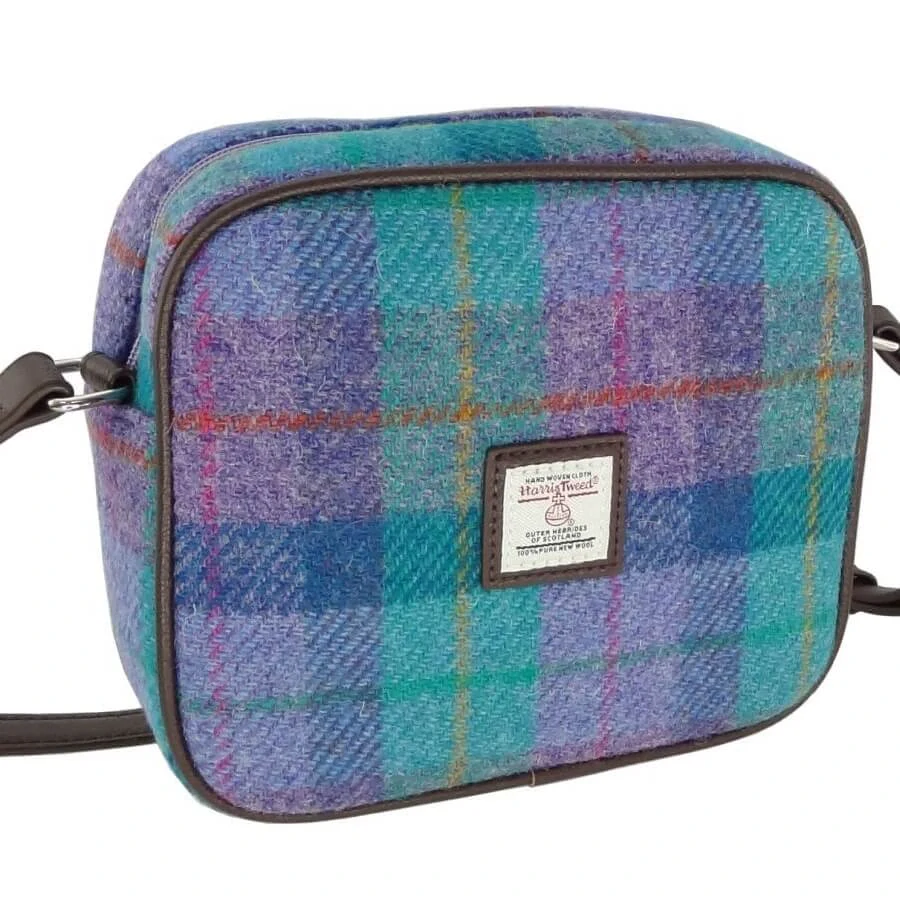 Kabelka Almond Harris Tweed - Green Purple Check