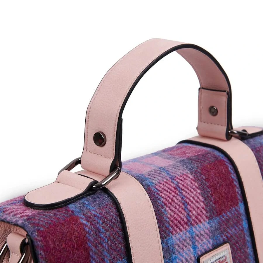 Kabelka The Large Satchel Pink and Blue Tartan - Islander