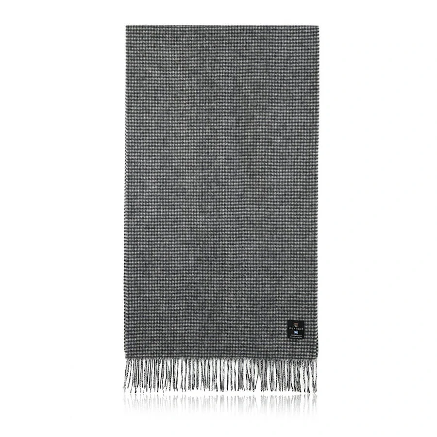 Šála z jehněčí vlny Black and White Dogtooth krátká 150x27 cm - Islander