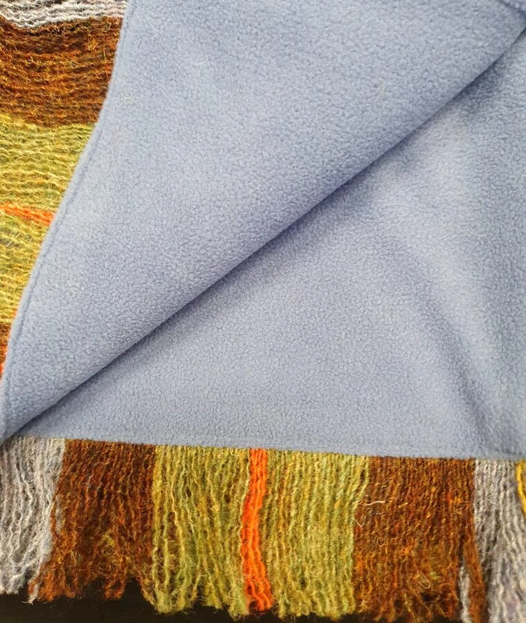 Šála Harris Tweed Gunn Tartan & modrý fleece 155x25cm - Glen Appin