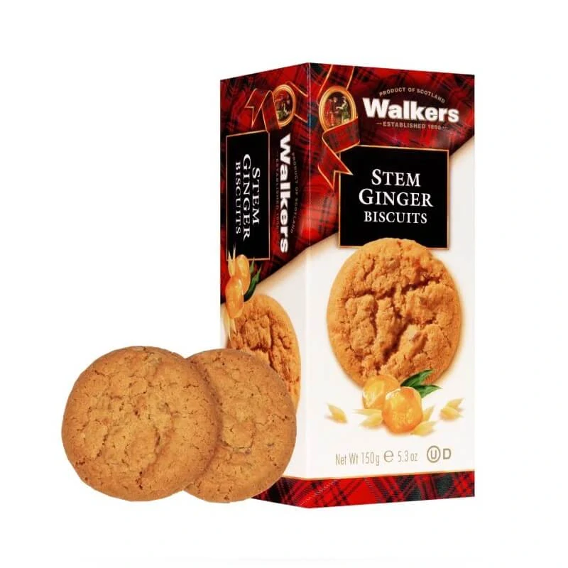 Zázvorové sušenky se zázvorem - Walkers Stem Ginger Biscuits 150g