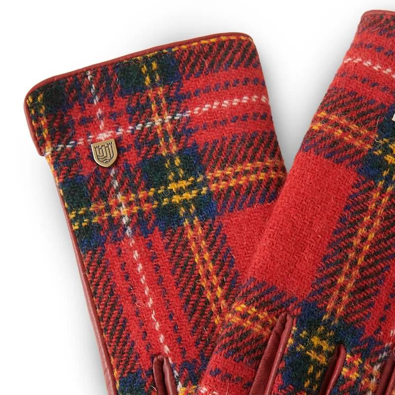 Dámské rukavice Harris Tweed® Royal Stewart s pravou kůží - Islander