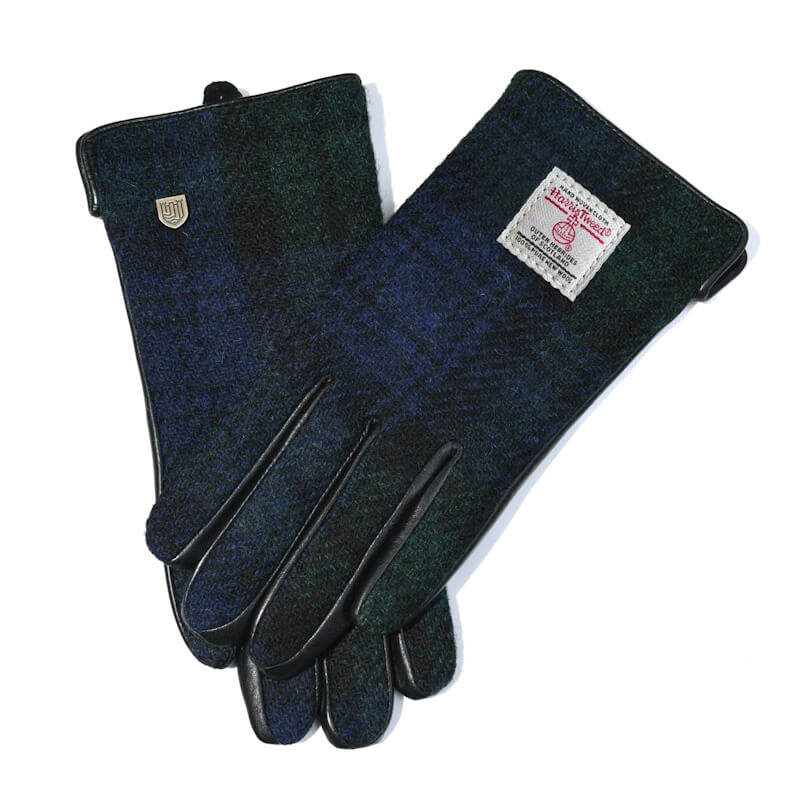 Dámské rukavice Harris Tweed® Black Watch s pravou kůží - Islander