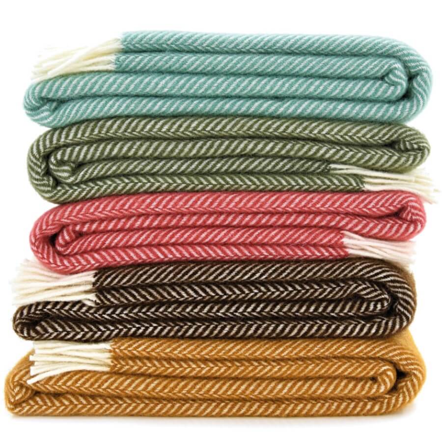 Vlněná deka Fishbone Sea Green 183 x 150 cm Tweedmill