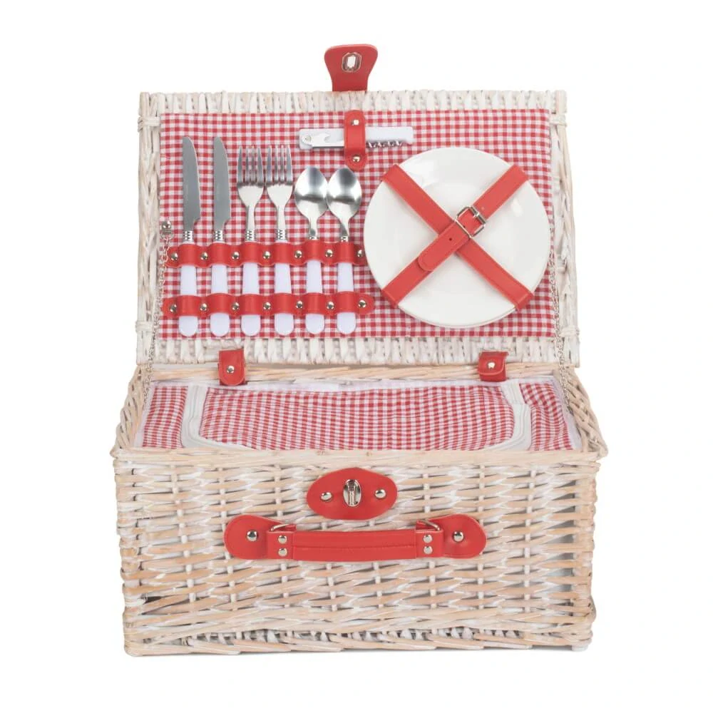 Piknikový koš RED GINGHAM proutěný pro 2 osoby