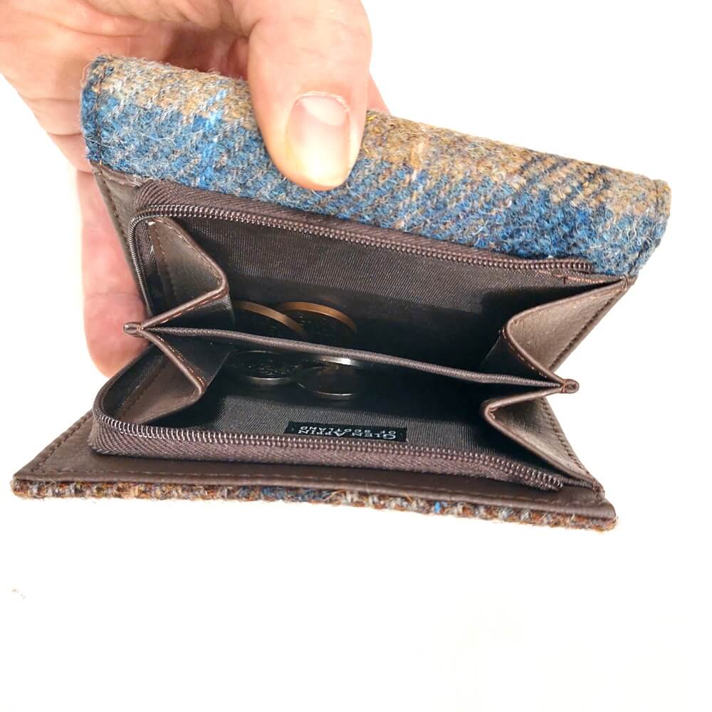Peněženka Jura Harris Tweed Turquoise Tartan - Glen Appin