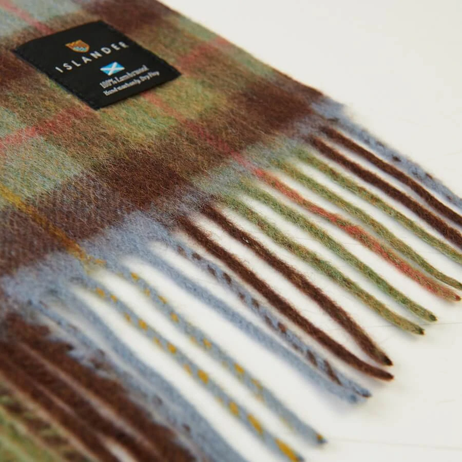 Šála z jehněčí vlny Gunn Tartan široká 180x50 cm - Islander