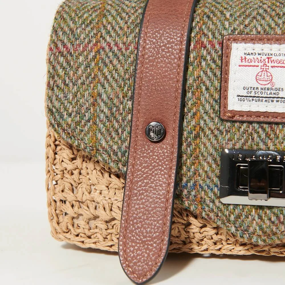 Kabelka The Mini Straw Satchel Chestnut Herringbone - Islander
