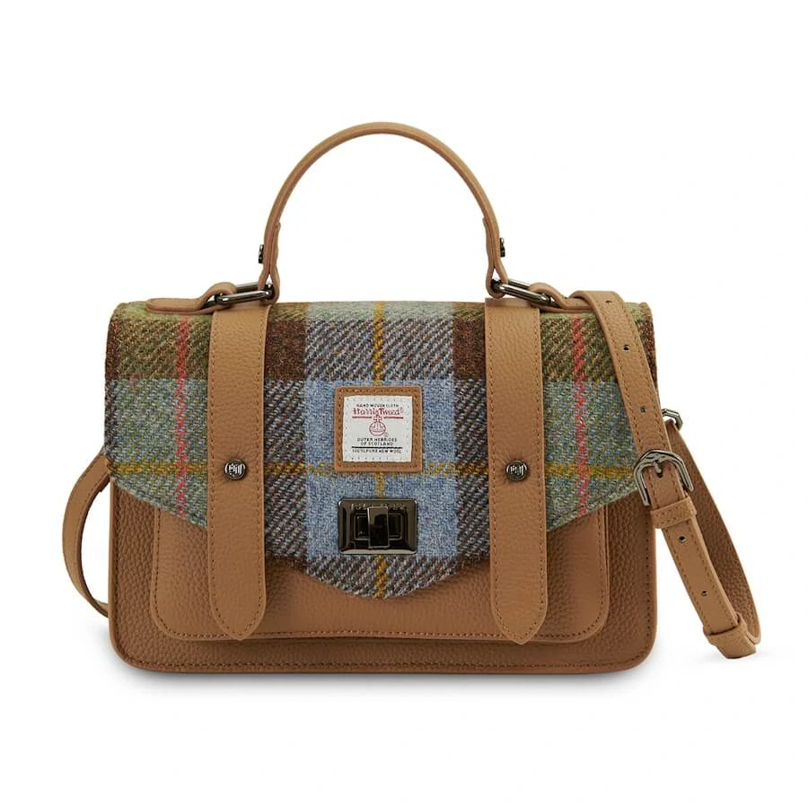 Kabelka The Leather Medium Satchel Gunn Tartan kožená - Islander
