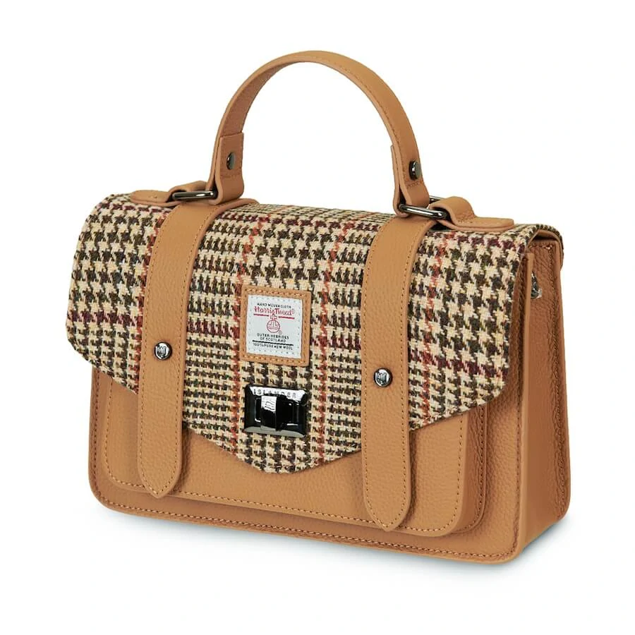 Kabelka The Leather Medium Satchel Beige Dogtooth kožená - Islander