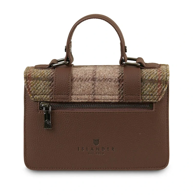 Kabelka The Leather Mini Satchel Chestnut Tartan kožená - Islander