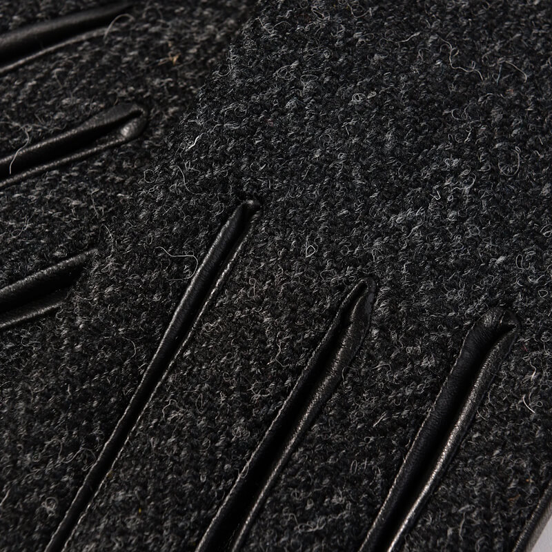 Dámské rukavice Harris Tweed® Black Herringbone s pravou kůží - Islander