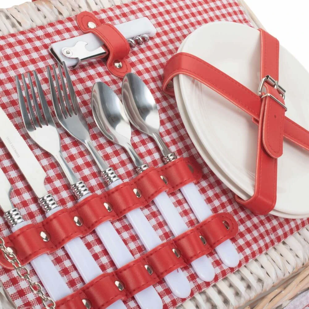 Piknikový koš RED GINGHAM proutěný pro 2 osoby