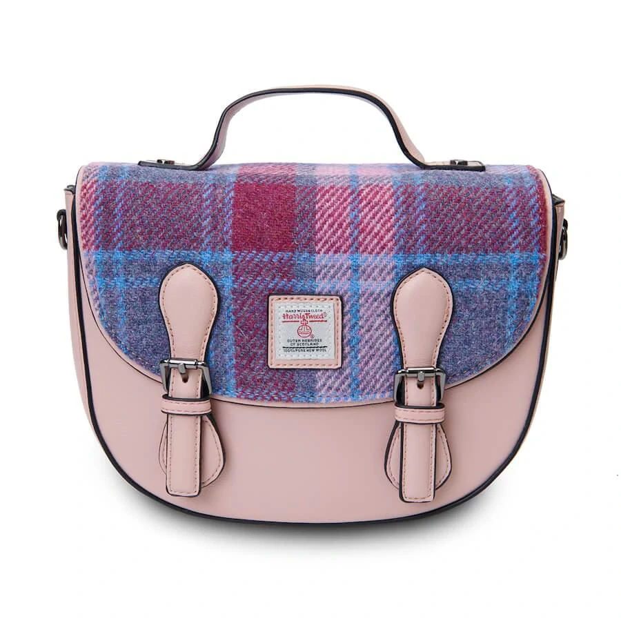Kabelka The Medium Cobble Satchel Pink and Blue Tartan - Islander