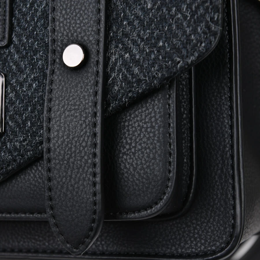 Kabelka The Mini Satchel Black Herringbone - Islander
