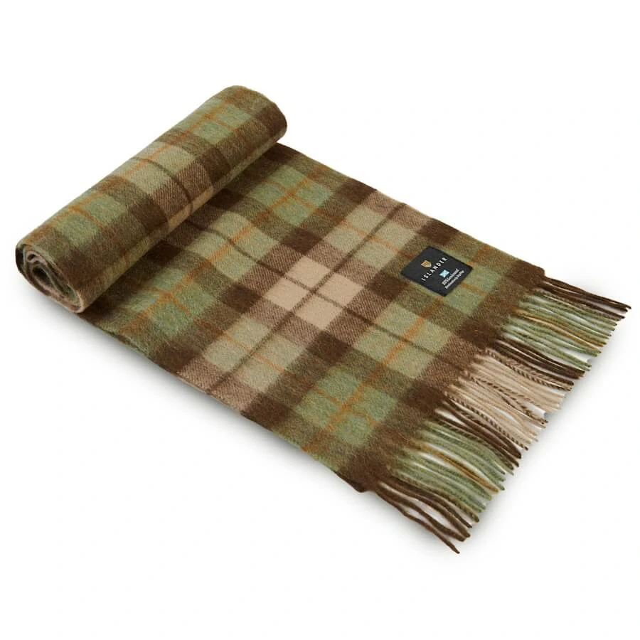 Šála z jehněčí vlny Chestnut Tartan krátká 150x27 cm - Islander