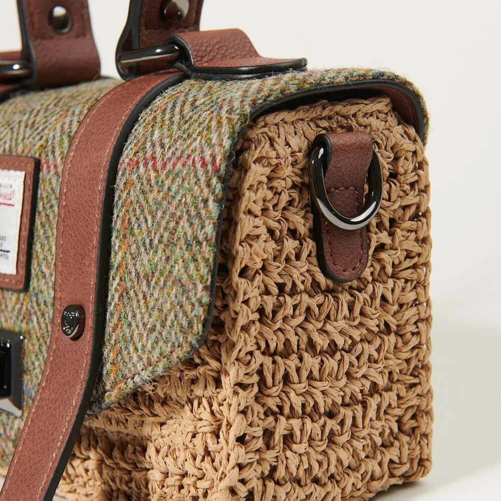 Kabelka The Mini Straw Satchel Chestnut Herringbone - Islander