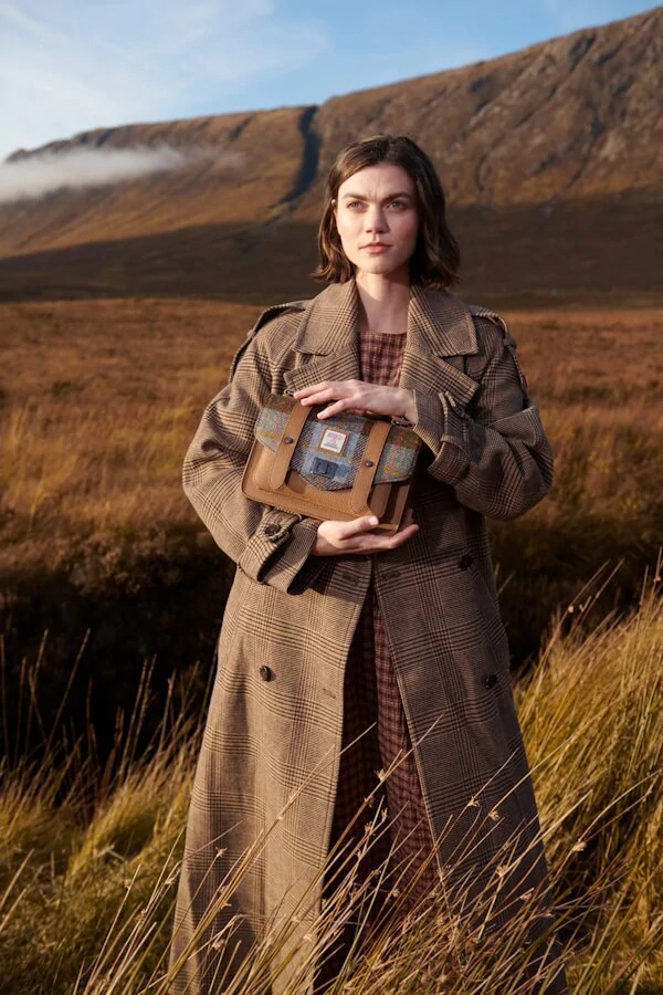 Kabelka The Leather Medium Satchel Gunn Tartan kožená - Islander