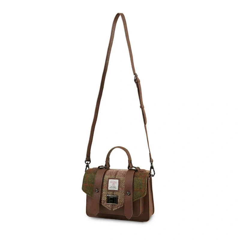 Kabelka The Leather Mini Satchel Chestnut Tartan kožená - Islander