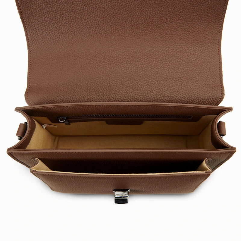 Kabelka The Leather Medium Satchel Chestnut Tartan kožená - Islander