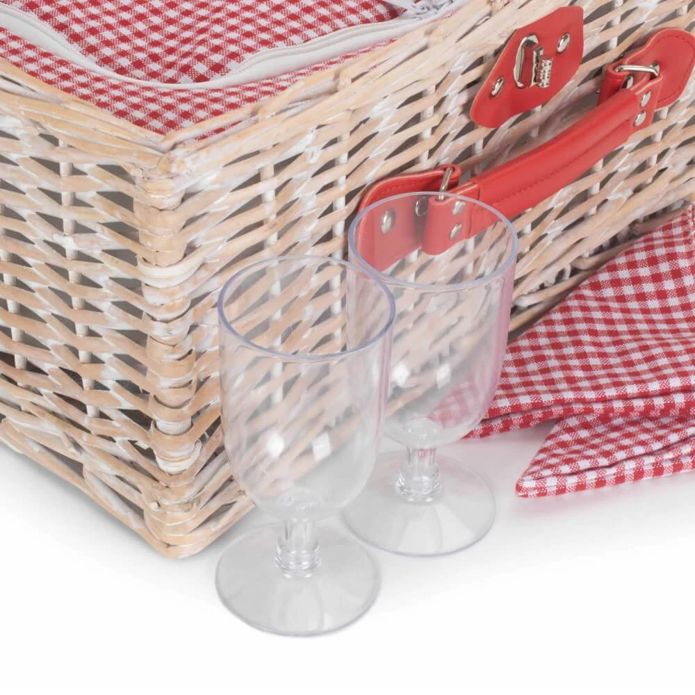 Piknikový koš RED GINGHAM proutěný pro 2 osoby