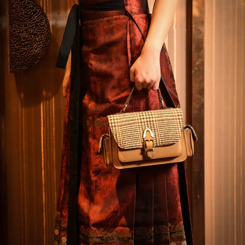 Kabelka The Melrose Beige Dogtooth kožená - Islander