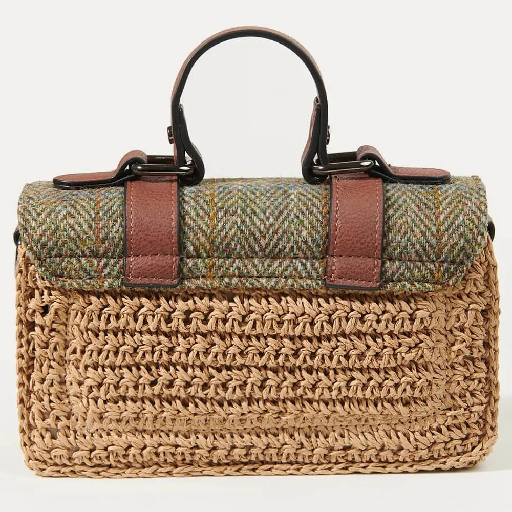 Kabelka The Mini Straw Satchel Chestnut Herringbone - Islander