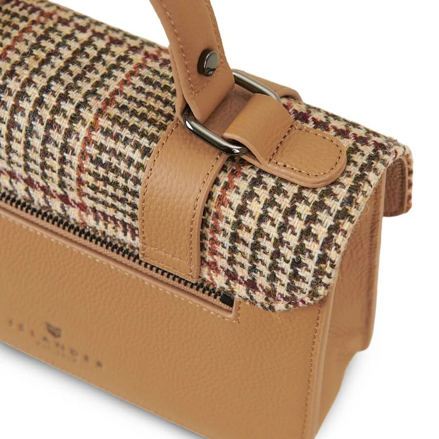 Kabelka The Leather Medium Satchel Beige Dogtooth kožená - Islander