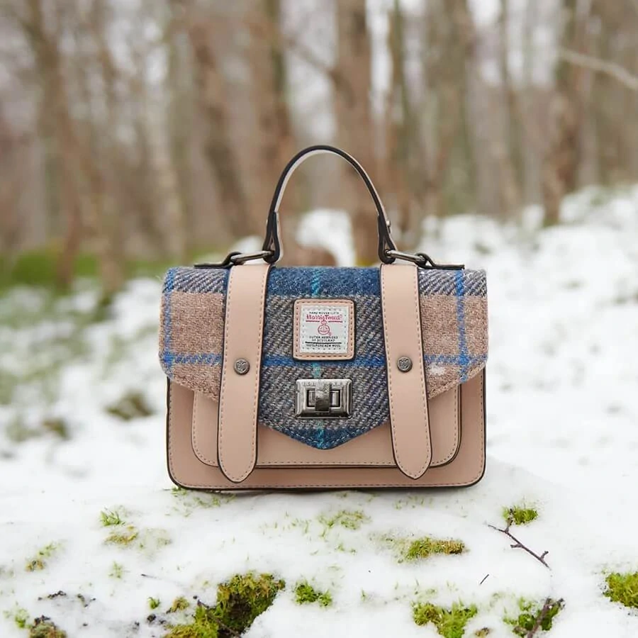 Kabelka The Mini Satchel Navy Beige Tartan - Islander
