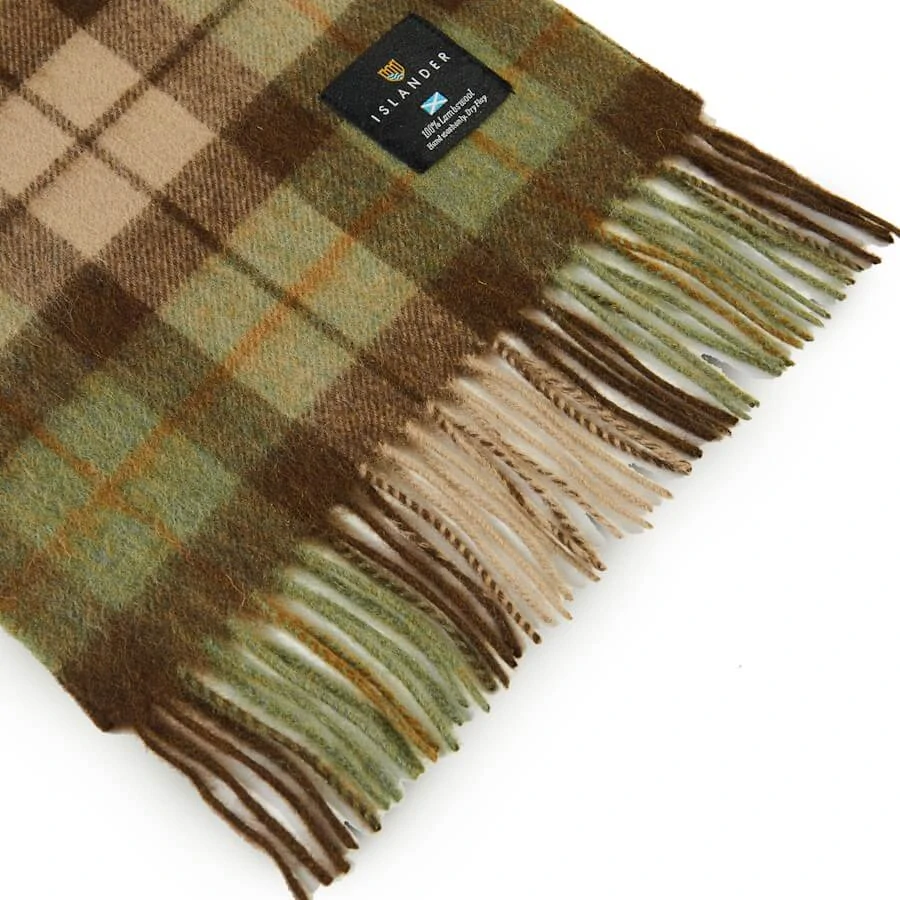 Šála z jehněčí vlny Chestnut Tartan krátká 150x27 cm - Islander