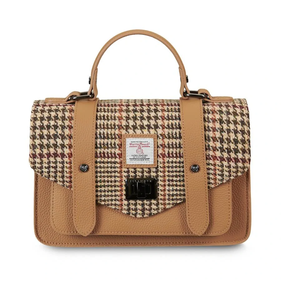 Kabelka The Leather Medium Satchel Beige Dogtooth kožená - Islander