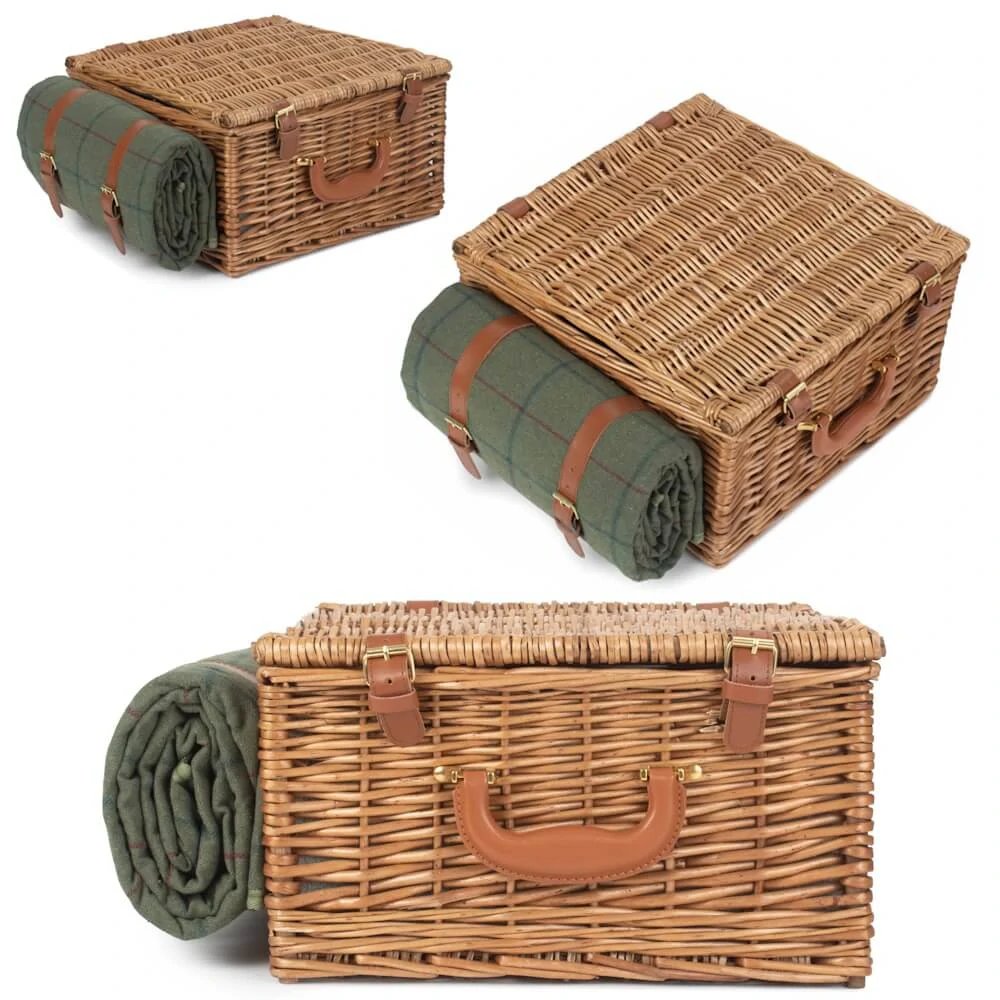 Piknikový koš GREEN DELUXE proutěný pro 2 osoby s dekou