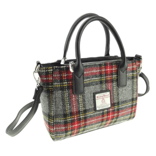 Kabelka Brora Harris Tweed - Grey Red Tartan