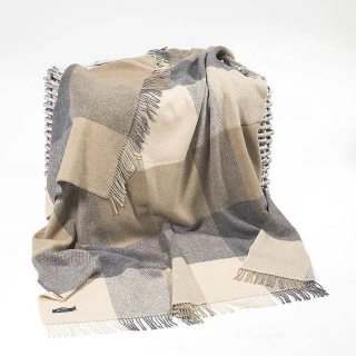 Deka Merino vlna / kašmír Cream Charcoal Large Block 180 x 136 cm John Hanly
