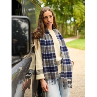 Šála z jehněčí vlny Navy Bannockbane 160x30 cm Tweedmill
