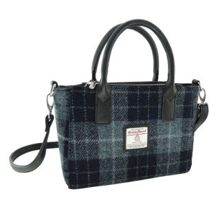 Kabelka Brora Harris Tweed - Grey Black Tartan