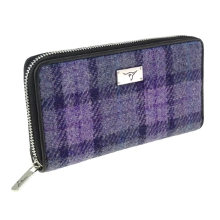 Peněženka Staffa Harris Tweed Bold Purple Check - Glen Appin