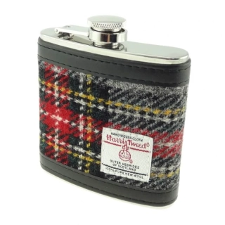 Placatka Harris Tweed 170ml - Grey Red Tartan