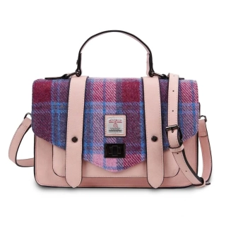Kabelka The Large Satchel Pink and Blue Tartan - Islander