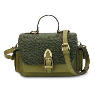 Kabelka The Melrose Dark Green Herringbone kožená - Islander