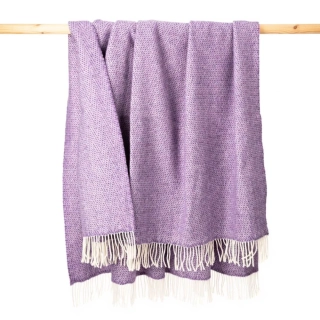 Deka Merino vlna / kašmír Lavender Purple Herringbone 180 x 136 cm John Hanly