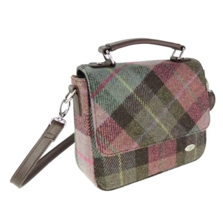 Kabelka Thurso Harris Tweed - Green Rose Pink Tartan