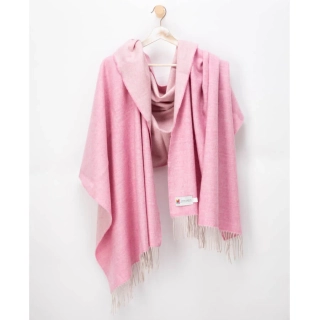Pashmina / wrap z jemné Merino vlny Candy Pink Oyster 200x76 cm - John Hanly