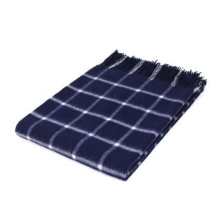 Deka z jehněčí vlny Windowpane Navy 190 x 140 cm Tweedmill