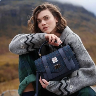 Kabelka The Leather Medium Satchel Navy Overcheck kožená - Islander