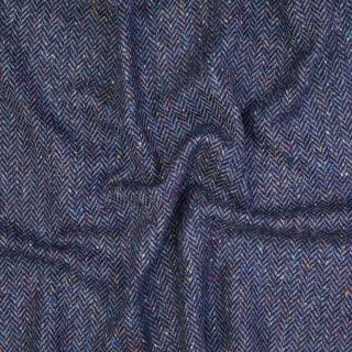 Vlněná látka metráž š. 150 cm - Blue Donegal Herringbone