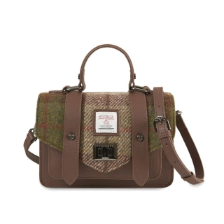 Kabelka The Leather Mini Satchel Chestnut Tartan kožená - Islander