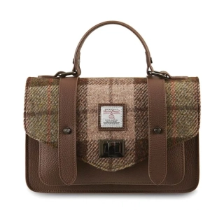 Kabelka The Leather Medium Satchel Chestnut Tartan kožená - Islander