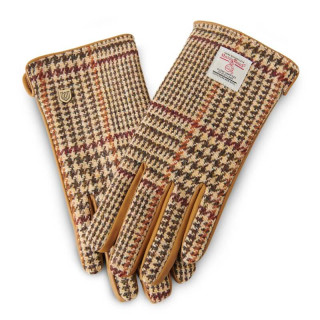 Dámské rukavice Harris Tweed® Beige Dogtooth s pravou kůží - Islander