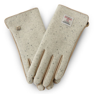 Dámské rukavice Harris Tweed® Cream Plain s pravou kůží - Islander